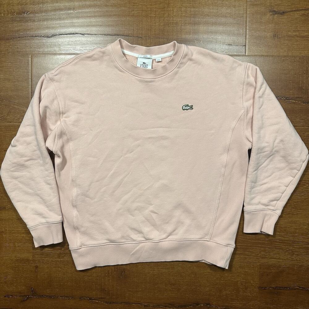 Lacoste Live Crewneck Sweatshirt Unisex S Pink Oversized Pullover Sweater Cotton